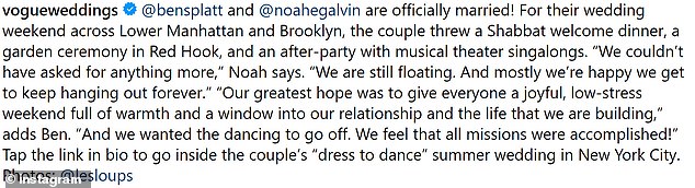 The couple hosted a Shabbat welcome dinner, a garden ceremony in Red Hook, a game night and an afterparty with sing-along music prior to the wedding ceremony