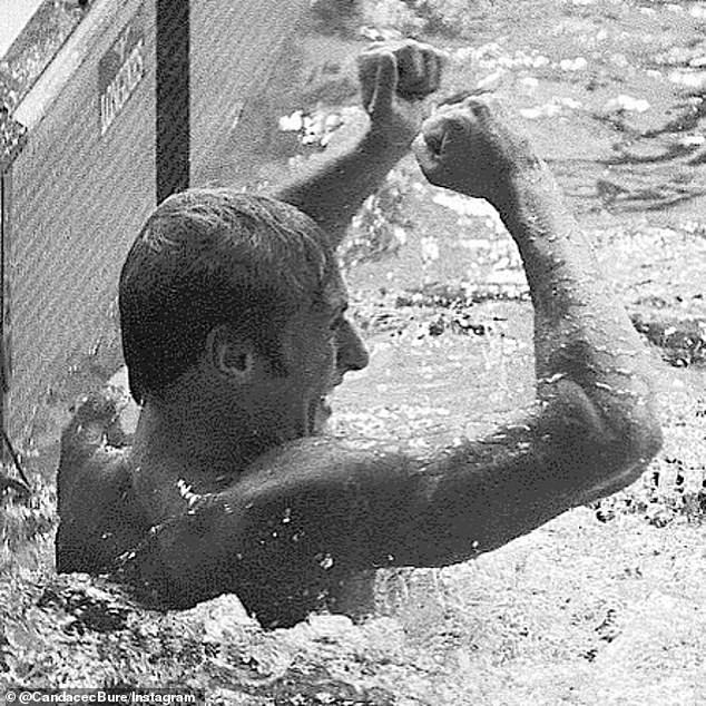 To mark his many achievements as a swimmer, there is also an old black and white photo of Vladimir celebrating in the pool after a race