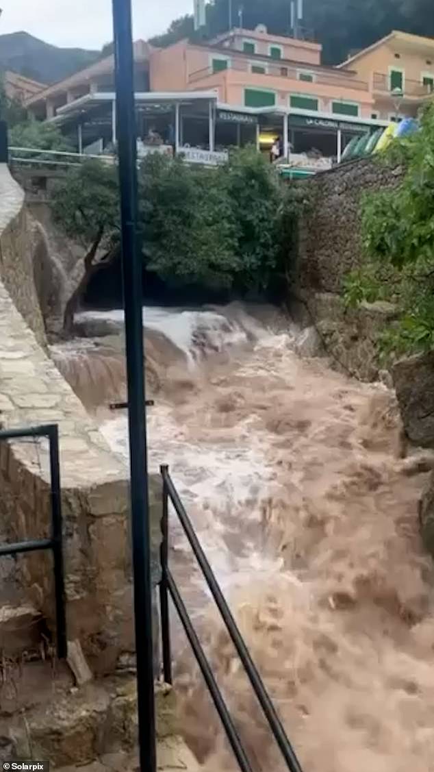 The area where the British hikers disappeared was hit by flash flooding on Tuesday (pictured above)