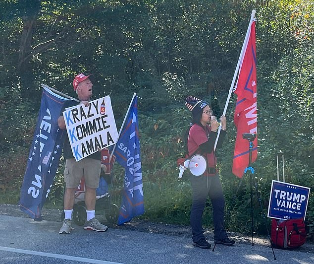 A small number of Donald Trump supporters chanted for the vice president to 