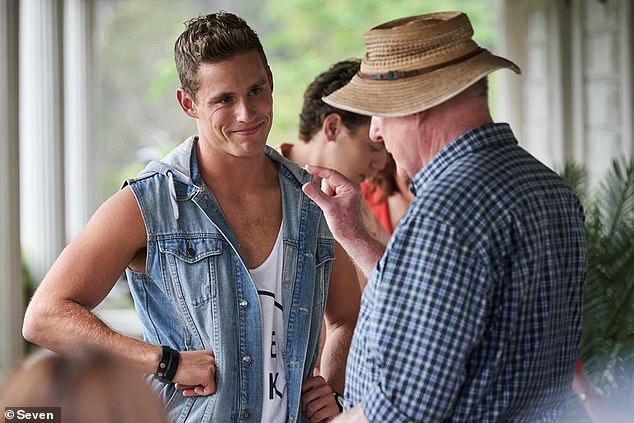 Scott got his first big acting break playing the troubled but lovable teenager Hunter on Home and Away, where he appeared on the show for four years. Pictured with Ray Meagher