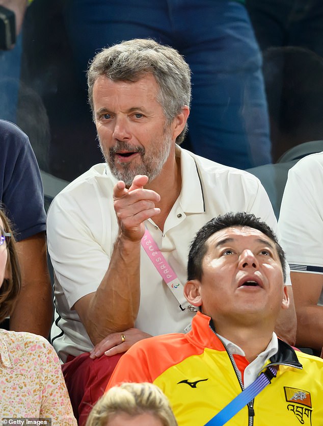 King Frederik of Denmark has had a beard for years. Above: Watching basketball at the Paris Olympics