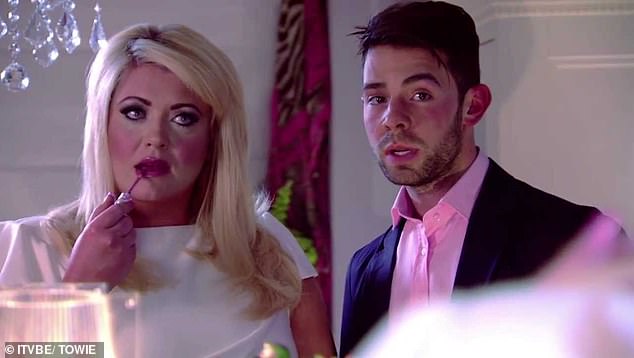 The former TOWIE star, who appeared in 55 episodes of the show, revealed how glad he was to leave the 'exhausting' lifestyle behind (pictured on the show with Gemma Collins)