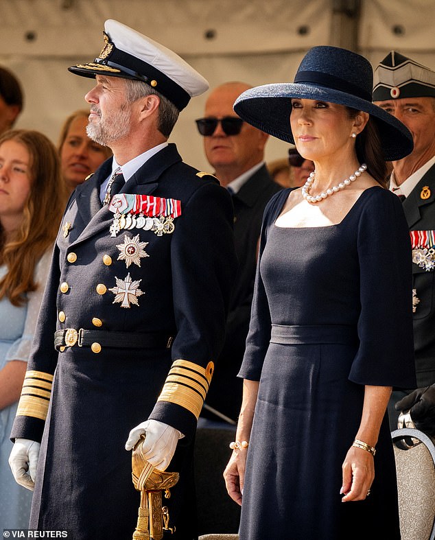 The royal couple were seen sitting side by side as they attended the Flag Day ceremony