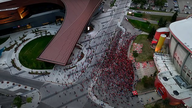 A large number of supporters flocked to the Scotiabank Saddledome on Wednesday evening