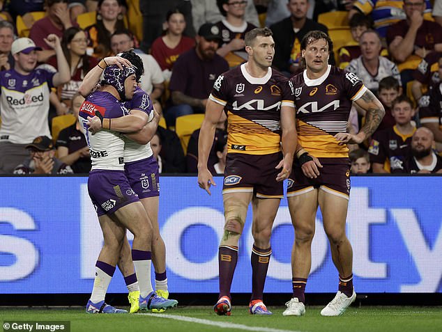 The Broncos were beaten 50-12 by Melbourne on Thursday (pictured) - and fans were quick to show their displeasure on social media