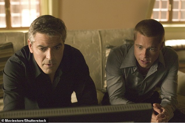 Clooney first played Danny Ocean with Pitt as Rusty Ryan in the 2001 film Ocean's 11 and its 2004 sequel Ocean's Twelve; pictured in Ocean's Twelve photo