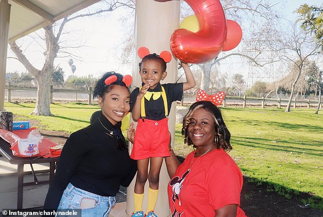 Chance is pictured on his fifth birthday with his mother Charlyn Saffore, left, and his grandmother, right