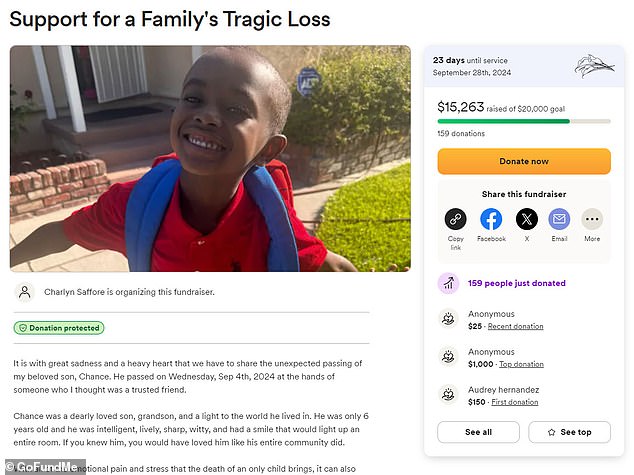 Saffore has set up a GoFundMe to help pay for funeral expenses. So far, people have donated $15,263 toward her goal of $20,000