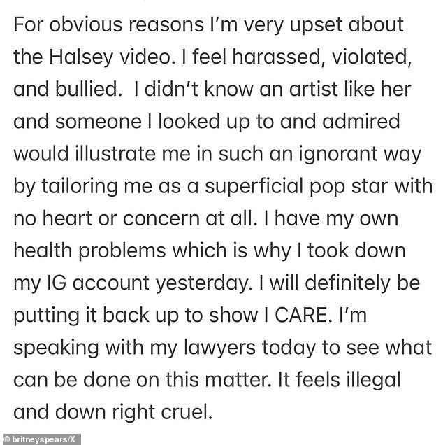 Spears' account responded to the post, writing, 