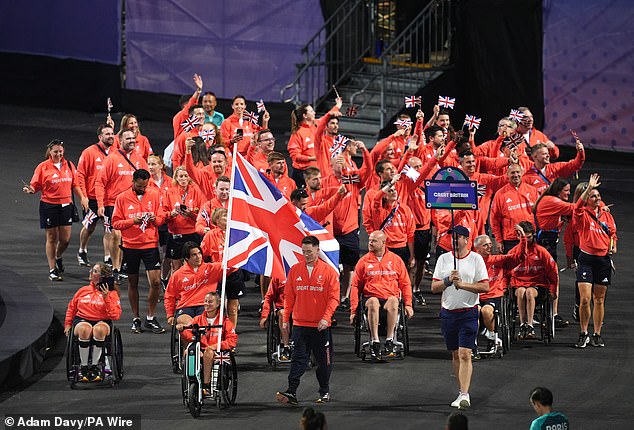 Bywater (front, centre) was one of the flag bearers for Team GB at this year's opening ceremony