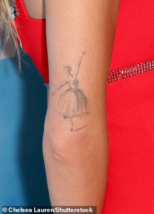 Rita showed off her array of tattoos in the dress, including one of the ballet dancer on her arm