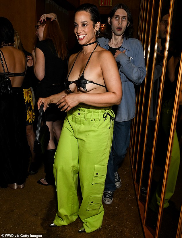 The Dominican actress, who rose to fame in 2013 with Orange Is The New Black, paired the daring bra with neon green jeans