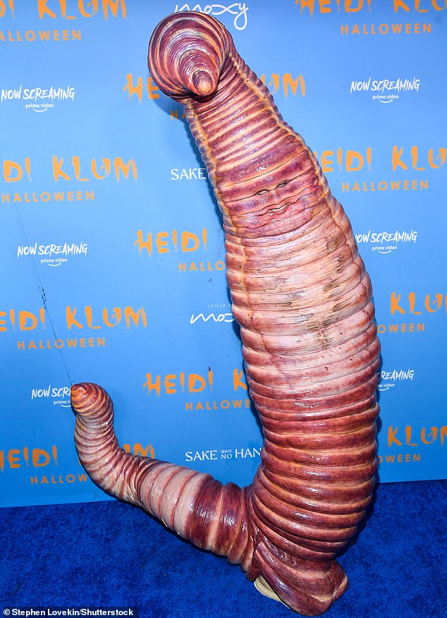 Heidi told DailyMail.com about her costumes: 'You get claustrophobic with all that glued stuff, your skin can't breathe and it's tight' (pictured as a worm in 2022)