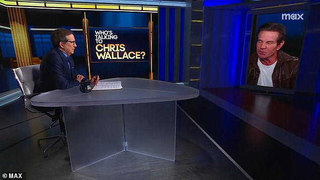 Quaid (right) appeared for an interview with Chris Wallace (left) for an episode of his Max show Who's Talking to Chris Wallace, in which Wallace pointed out key differences between GOP President Ronald Reagan and former President Donald Trump