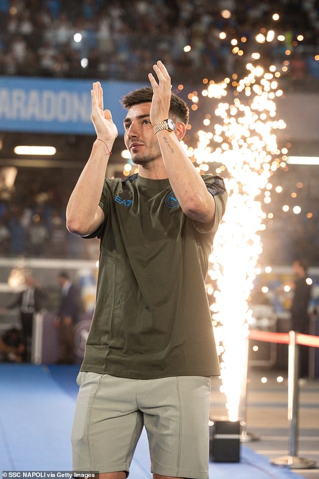 Billy Gilmour is paraded in front of fans at the Stadio Diego Armando Maradona