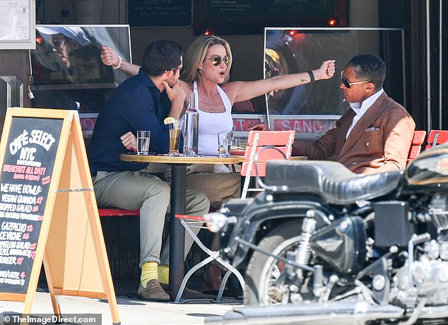 Amy, 51, who was seated between her boyfriend, 47, and Tyson, 34, appeared very animated at one point during the conversation, making dramatic gestures and bursting out laughing