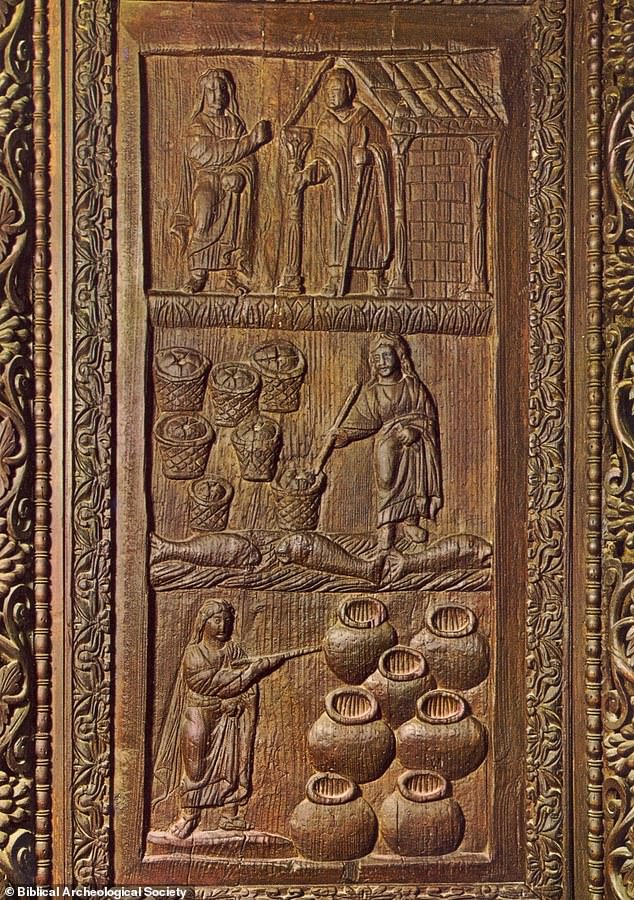 On the door of the Church of Santa Sabina in Rome is a carving showing Jesus using a magic wand to raise Lazarus from the dead and turning water into wine. The carving was made in 432 AD on a wooden door and can be seen in the Church of Santa Sabina in Rome