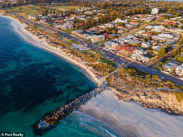 Gardener Ori Weiser was driving in the Cottesloe beach area (pictured) in Perth when he noticed his dog looked very ill, so he stopped to walk him