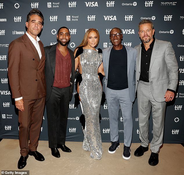 The talented Mr. Ripley star, 53, and the Love Don't Cost a Thing hitmaker, 55, were snapped in a group photo with co-stars Bobby Cannavale, Jharrel Jerome and Don Cheadle.