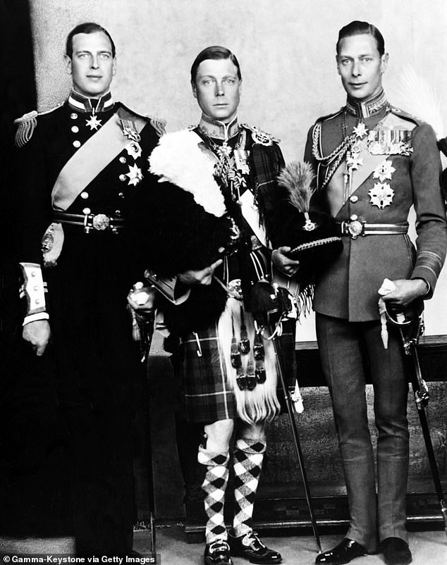 The Prince of Wales with his brothers, Prince Henry (left) and Prince Albert, who would later reign as King George VI after his brother's abdication.