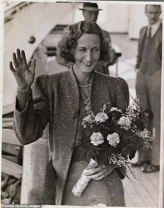 Beryl Markham waves as she arrives back in Britain - in Southampton - after her solo flight across the Atlantic Ocean