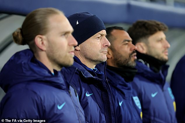 Carsley (second from left) made the admission before his first match as England manager