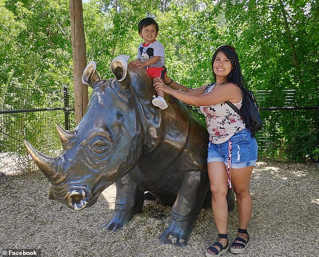 Photos showed Ibarra taking her children to the beach to meet Santa Claus, posing with her son on a rhinoceros statue