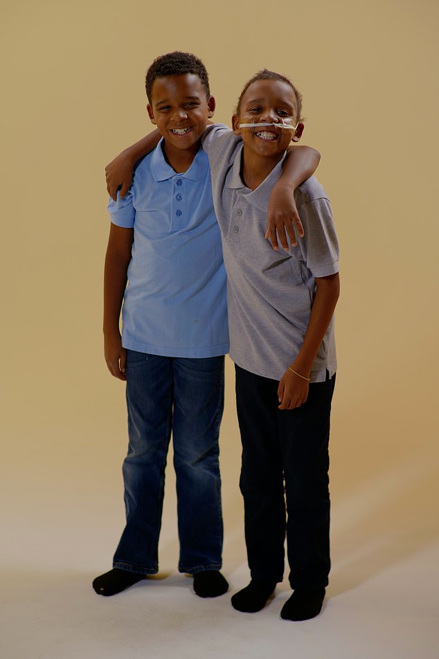 Twins Alec and Aden Robinson, who were both diagnosed with leukemia