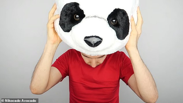 The 32-year-old showed off his new body while wearing a panda mask which he eventually took off to reveal himself as the person in the picture