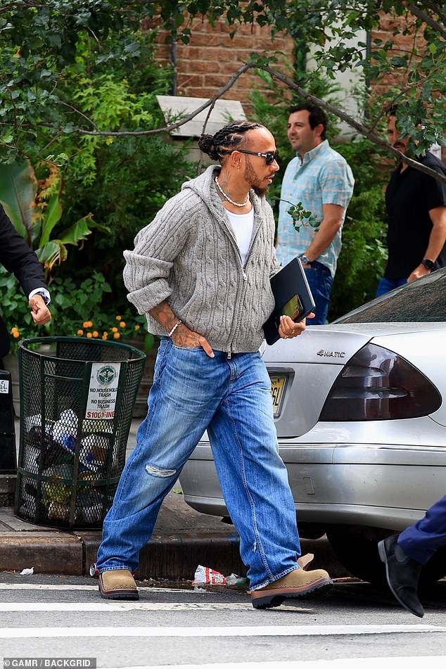 Lewis is in NYC for Fashion Week and was spotted enjoying the Alaïa Spring 2025 show the day before, before flying to Azerbaijan on Friday for the Grand Prix