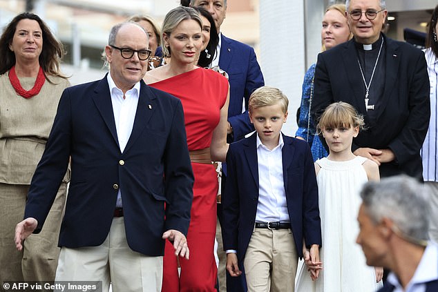 The family appeared to be in high spirits at the event, a contrast to last year when the occasion was marred by rumours of a royal rift between Princess Charlene and Prince Albert