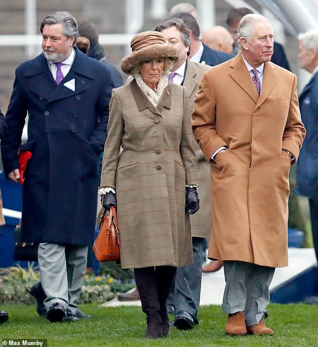 Michael Fawcett (pictured with His Majesty and Queen Camilla in 2018) was previously accused of helping to secure a CBE for the Saudi tycoon, which was presented by Charles in a private ceremony in 2016