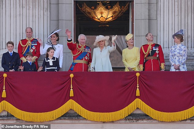 In a sweet gesture from the monarch, Kate stood next to Charles - a change from last year's arrangement, when her husband Prince William stood next to him