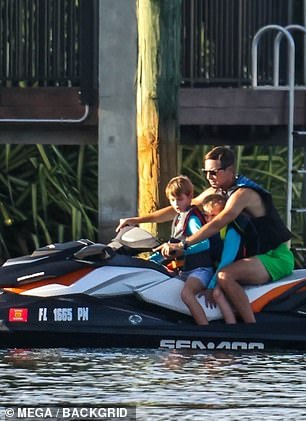 Kushner, 43, was also seen taking the other two children on a jet ski