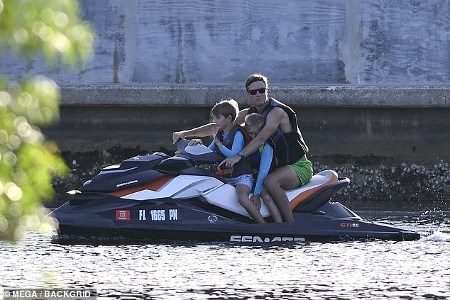 At one point, Kushner was seen helping the boys steer the jet ski back to shore