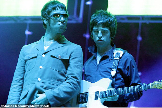 Liam and Noel Gallagher, pictured here at the V Festival in Chelmsford, Essex in August 2005, have not played together since Oasis split in 2009.