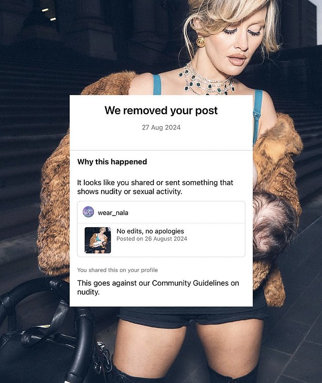 The post, which was part of Nala's bold new campaign, was flagged by Meta's automated systems as containing 