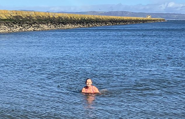 An image shared on social media shows Jenny Hastings swimming in Wardie Bay, Edinburgh in March