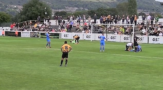 A frustrated Derry charged at Billericay goalkeeper Sam Donkin before ripping the ball out of his hands