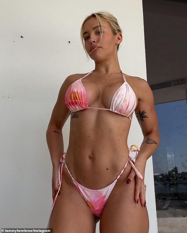 The fitness influencer showed off her new bust in an Instagram post on Sunday