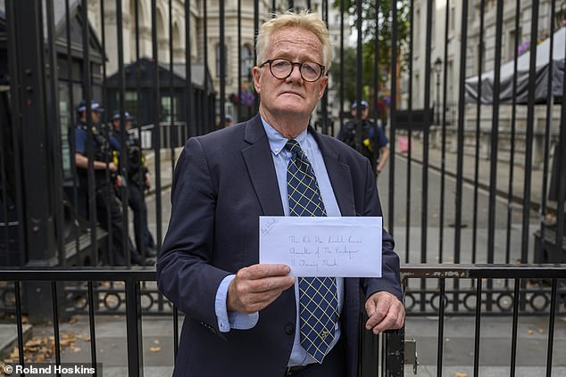 Jeff Prestridge with a petition about winter fuel payments to be delivered to Mrs Reeves