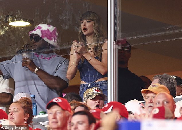 Swift was seen cheering on her boyfriend from the stands at Arrowhead Stadium