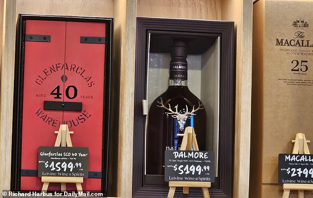 The exclusive Dalmore single malt whisky was prominently displayed behind the counter