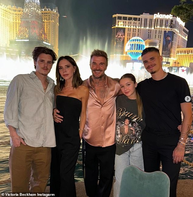 The Beckham clan were spotted in Las Vegas on Monday as they celebrated Romeo's 22nd birthday