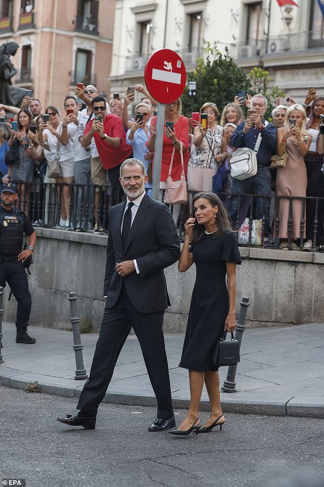 Crowds gathered at the Armed Forces Cathedral in the Spanish capital, where royal fans hoped to snap a photo of the king and queen