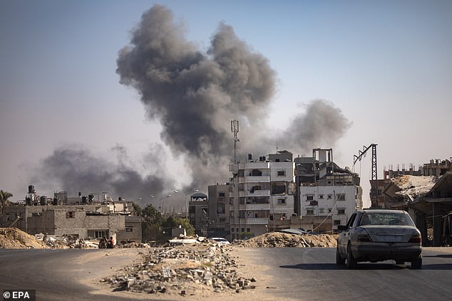 The rare attack at the Allenby Bridge crossing comes amid rising violence in the West Bank with major Israeli raids and attacks by Palestinians (Photo: Smoke rises after an Israeli airstrike in Khan Younis, in the southern Gaza Strip)