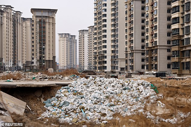 Apartment giant Evergrande (apartments in Hebei province, pictured) was liquidated earlier this year by order of a Hong Kong court, and Country Garden, another mega-apartment developer, faces a similar fate