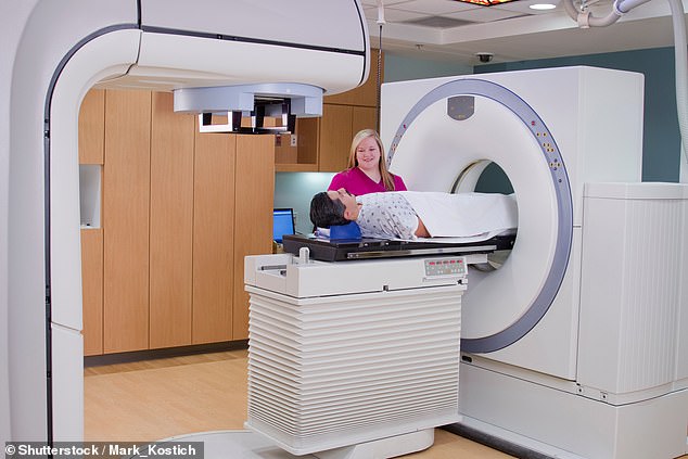 A patient about to undergo a CT scan. A Department of Health and Social Care spokesperson said: 'We have inherited a broken NHS. Too many cancer patients are waiting too long for treatment and we are determined to change that (stock image)