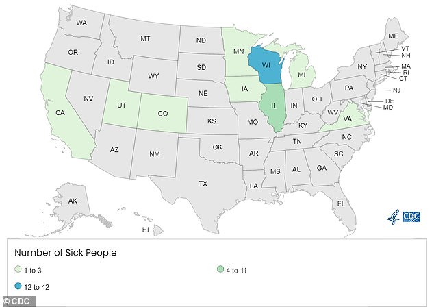 State officials revealed that 42 of the infections occurred in Wisconsin, where a large number of people said they got sick after eating eggs at restaurants